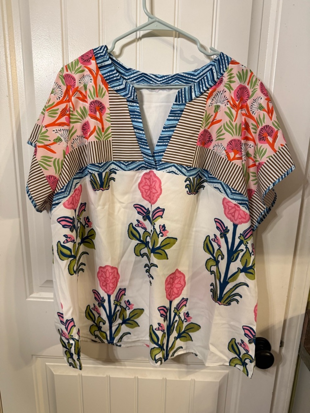 SHEIN Multicolor Floral Short Sleeve V-Neck Tunic size 4x